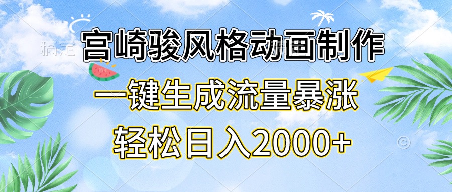 （13386期）宫崎骏风格动画制作，一键生成流量暴涨，轻松日入2000+-蓝悦项目网