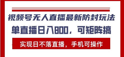 （13377期）视频号无人直播最新防封玩法，实现日不落直播，手机可操作，单直播日入…-蓝悦项目网