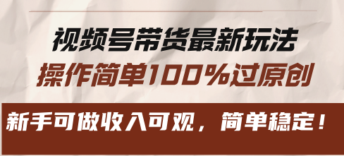 （13337期）视频号带货全新游戏玩法，使用方便100%过原创设计，初学者能做收入可观，简易平稳！-蓝悦项目网