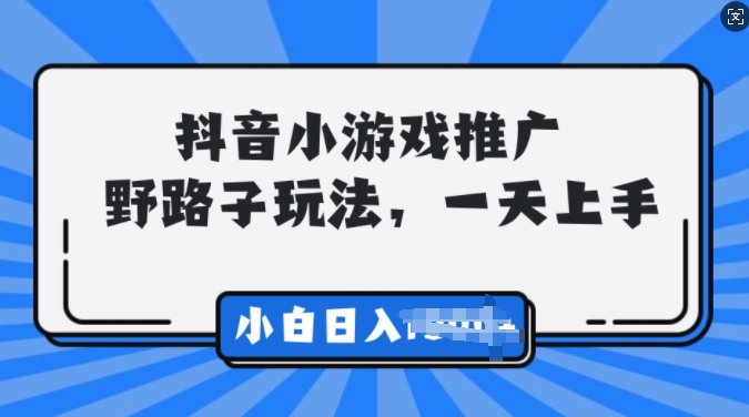 抖音小游戏推广，0门槛，小白轻松三位数-蓝悦项目网