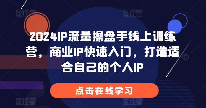 2024IP流量操盘手线上训练营，商业IP快速入门，打造适合自己的个人IP-蓝悦项目网