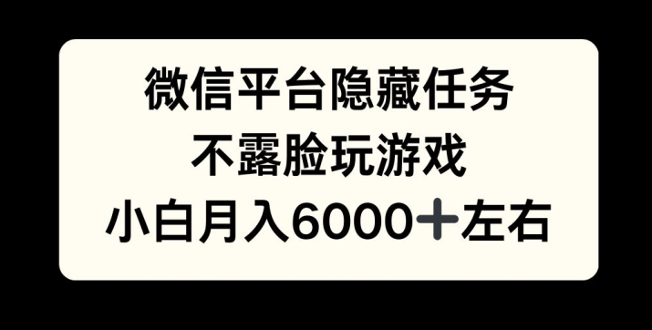 微信平台隐藏任务，不露脸玩游戏，月入6000+-蓝悦项目网