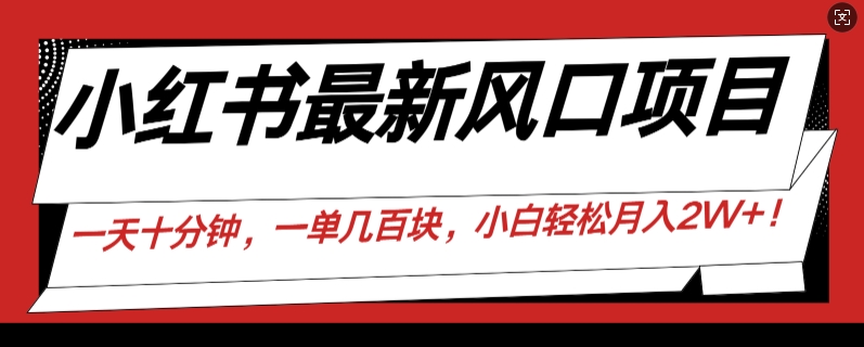 小红书最新风口项目，一天只用10分钟，一单几百块，小白简单无脑操作!-蓝悦项目网