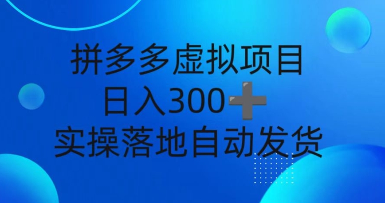 拼多多平台虚拟资源项目，新手日入3张，自动发卡密，实际操作落地式可大批量变大-蓝悦项目网