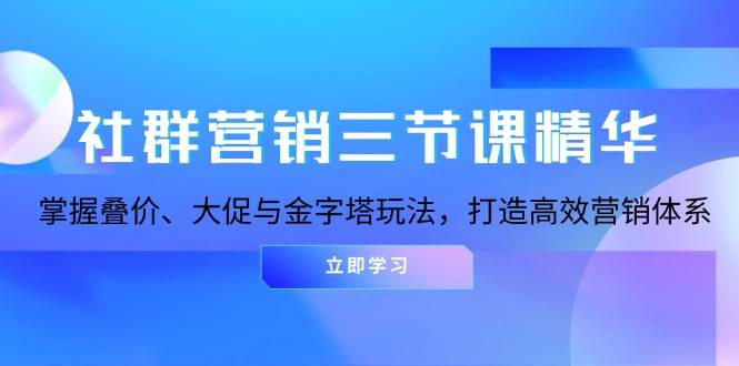 社群运营三节课精粹：把握叠价、大促销与金字塔式游戏玩法，打造高效市场营销体系-蓝悦项目网