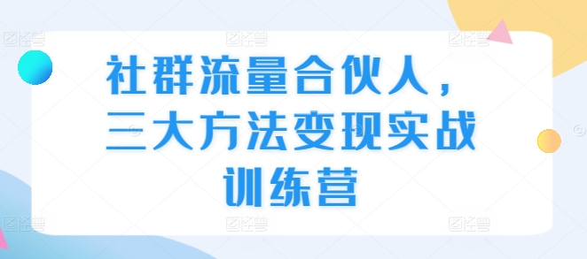 社群流量合伙人，三大方法变现实战训练营-蓝悦项目网