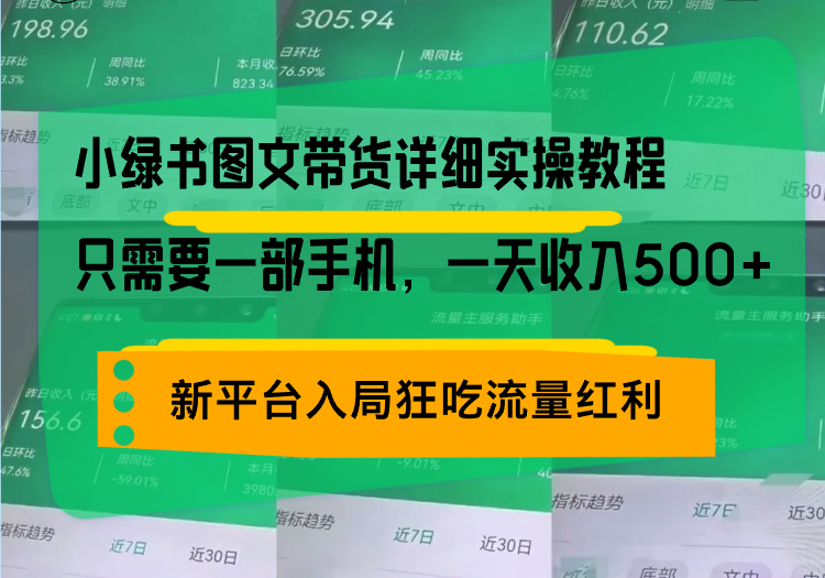 （13509期）小绿书图文带货详细实操教程，只需要一部手机，一天收入500+，轻松变现-蓝悦项目网