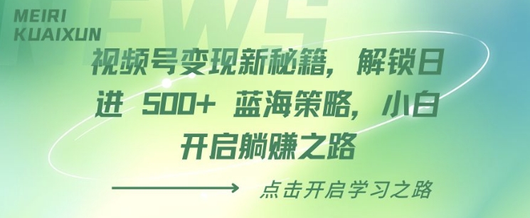 视频号变现新秘籍，解锁日进 5张 蓝海策略，小白开启躺Z之路-蓝悦项目网