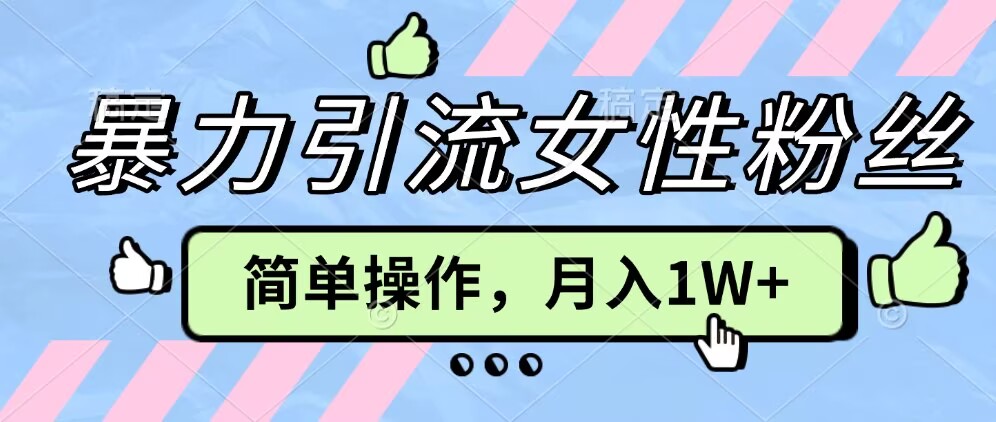 操作“零难度”小众项目，疯狂引流女性粉丝，月入轻松破 1W+-蓝悦项目网
