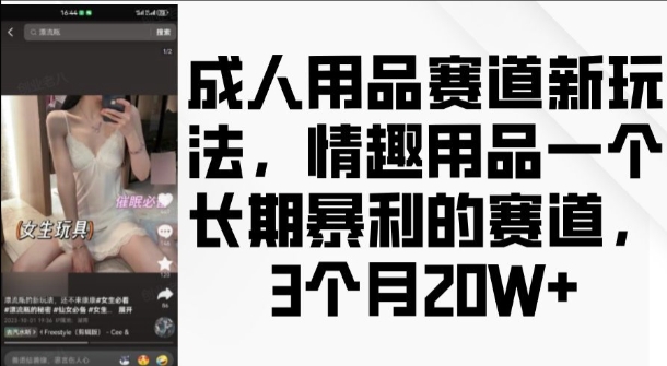 成人用品赛道新玩法，情趣用品一个长期暴利的赛道，3个月收益20个【揭秘】-蓝悦项目网