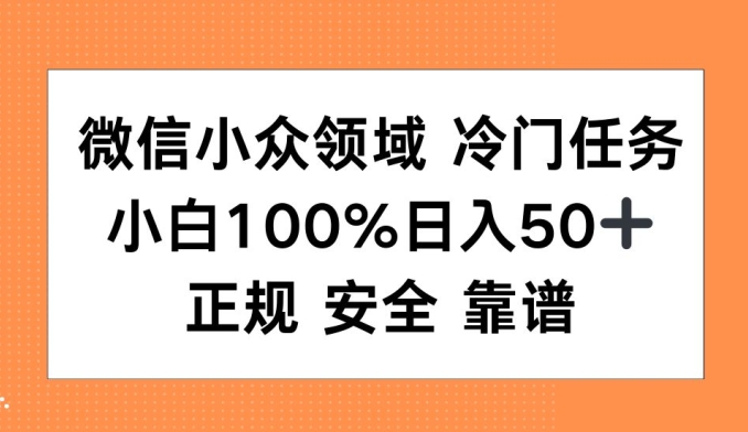 微信小众领域冷门特定任务，小白100%日入50+，正规安全靠谱-蓝悦项目网