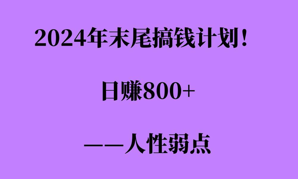 2024年末尾搞钱计划，男粉项目，人性弱点，日入多张-蓝悦项目网