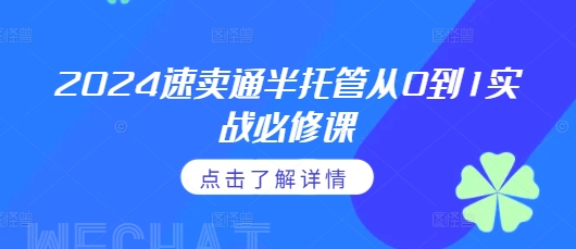 2024速卖通半托管从0到1实战必修课，掌握通投广告打法、熟悉速卖通半托管的政策细节-蓝悦项目网