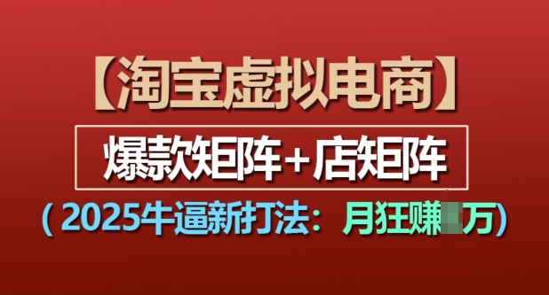 淘宝虚拟电商，2025牛逼新打法：爆款矩阵+店矩阵，月入过万-蓝悦项目网