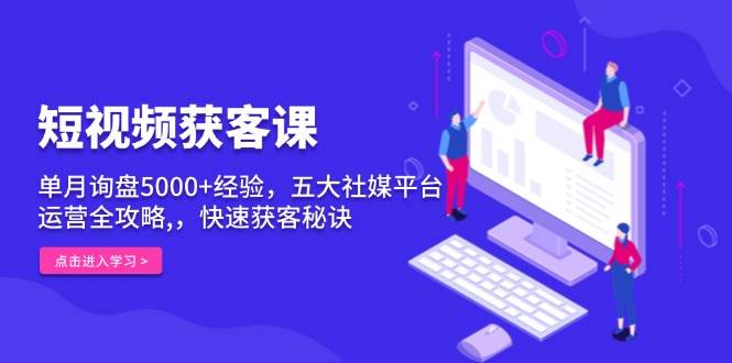 短视频获客课，单月外贸询盘5000 工作经验，五大社交媒体电商平台运营攻略大全,，迅速拓客窍门-蓝悦项目网