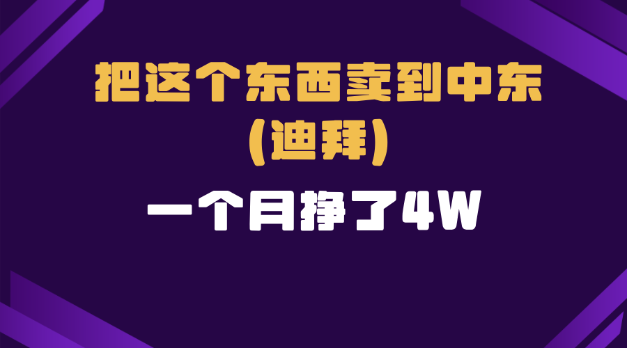 （13740期）跨境电商一个人在家把货卖到迪拜，暴力项目拆解-蓝悦项目网