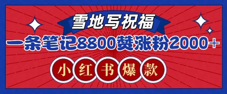 一条笔记8800+赞，涨粉2000+，火爆小红书雪地写祝福玩法-蓝悦项目网