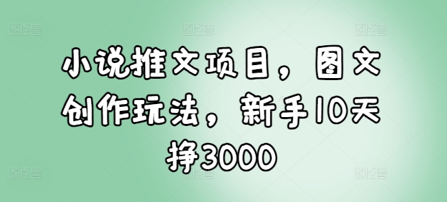 小说推文项目，图文创作玩法，新手10天挣3000-蓝悦项目网