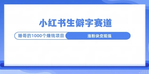 小红书生僻字玩法，快速涨分变现详解-蓝悦项目网