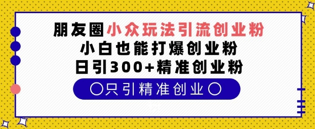 朋友圈小众玩法引流创业粉，小白也能打爆创业粉，日引300+精准创业粉【揭秘】-蓝悦项目网