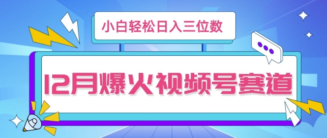 12月视频号爆火赛道，小白无脑操作，也可以轻松日入三位数-蓝悦项目网