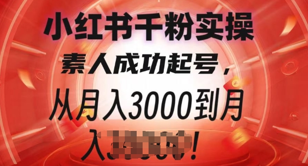 小红书千粉实操课，素人成功起号，从月入3000到月入过W-蓝悦项目网