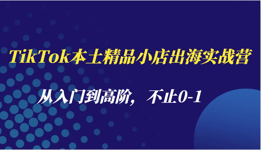 TikTok本土精品小店出海实战营，从入门到高阶，不止0-1-蓝悦项目网