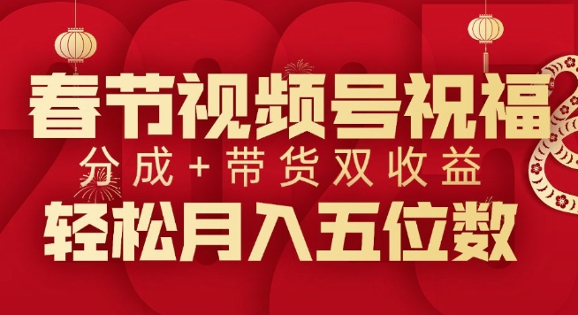 春节视频号祝福项目，撸视频号分成计划+带货，双收益月入过W-蓝悦项目网