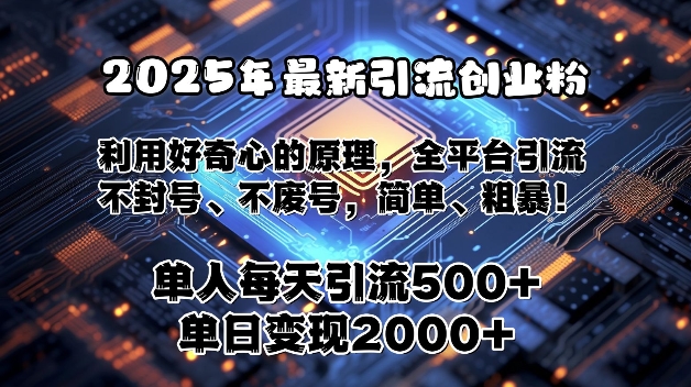 2025年最新引流创业粉，利用好奇心的原理，全平台引流，不封号、不废号，简单、粗暴-蓝悦项目网