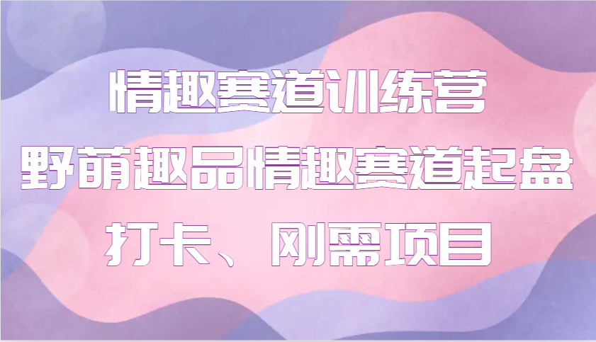 情趣赛道训练营 野萌趣品情趣赛道起盘打卡、刚需项目-蓝悦项目网