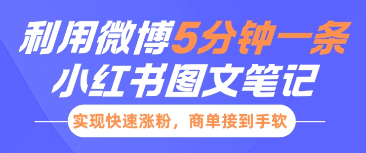 小红书利用微博5分钟一条图文笔记，实现快速涨粉，商单接到手软-蓝悦项目网