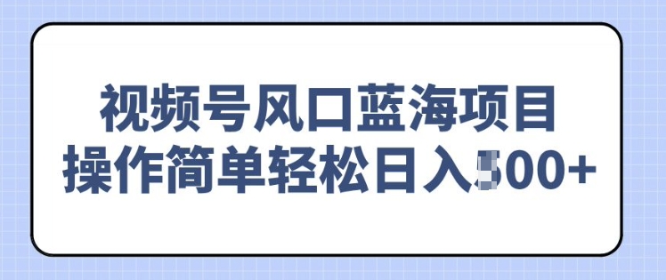 视频号风口蓝海项目，中老年人的流量密码，操作简单轻松日入多张-蓝悦项目网