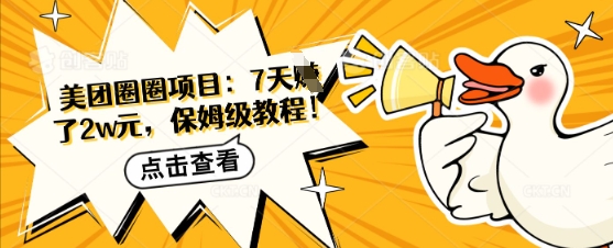 美团外卖圆圈新项目：7天赚了2w元，家庭保姆级实例教程-蓝悦项目网