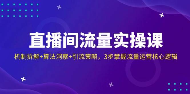 直播房间总流量实操课：体制拆卸 优化算法洞悉 引流方法对策，3步把握营销运营核心逻辑-蓝悦项目网