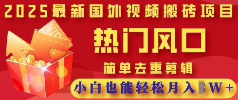2025新视频搬砖项目，受欢迎出风口，简易去重复视频剪辑，新手都可以轻松月入了W-蓝悦项目网